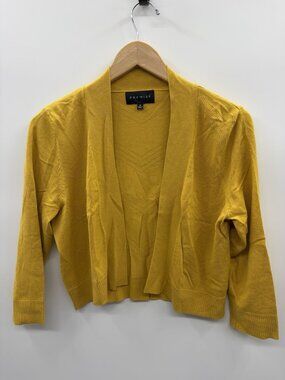Premise Womens Size Medium 3/4 Sleeve Open Front Cardigan Sweater in Yellow 946